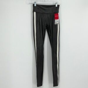 Spanx Faux Leather Stripe Leggings XS Tall NWT $110 Retail